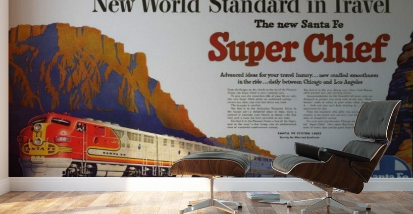 Santa Fe American Railroad Vintage Travel Giclee Canvas Print 20x26
