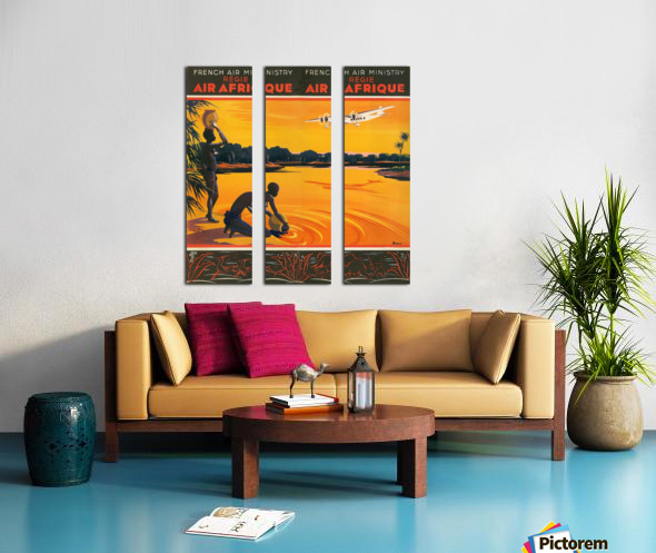 Vintage Airline Travel Reproduction Rolled CANVAS PRINT 24x32 in. AIR AFRIQUE